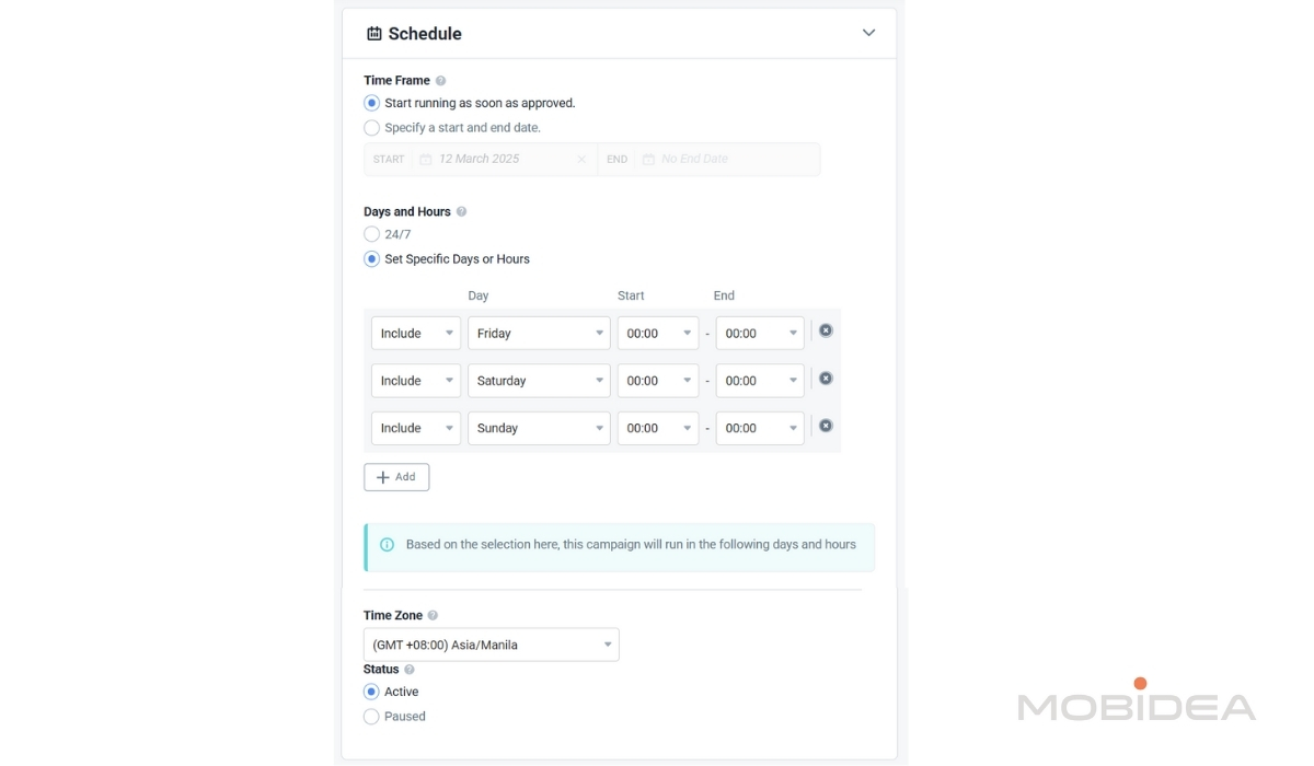 native ads schedule campaign