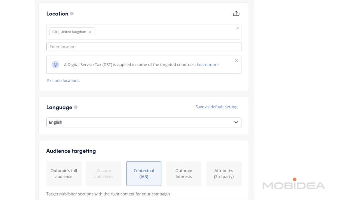 native ads targeting settings