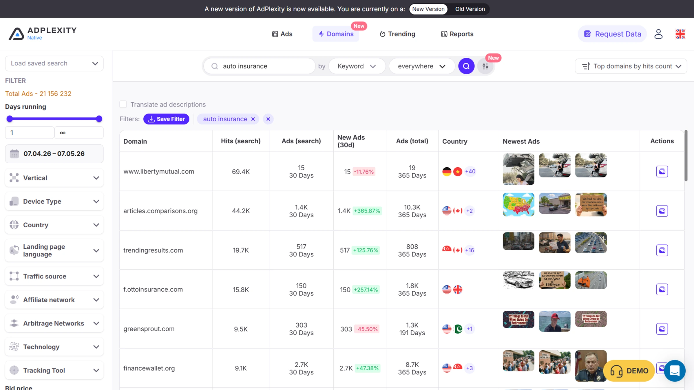adplexity review domains feature