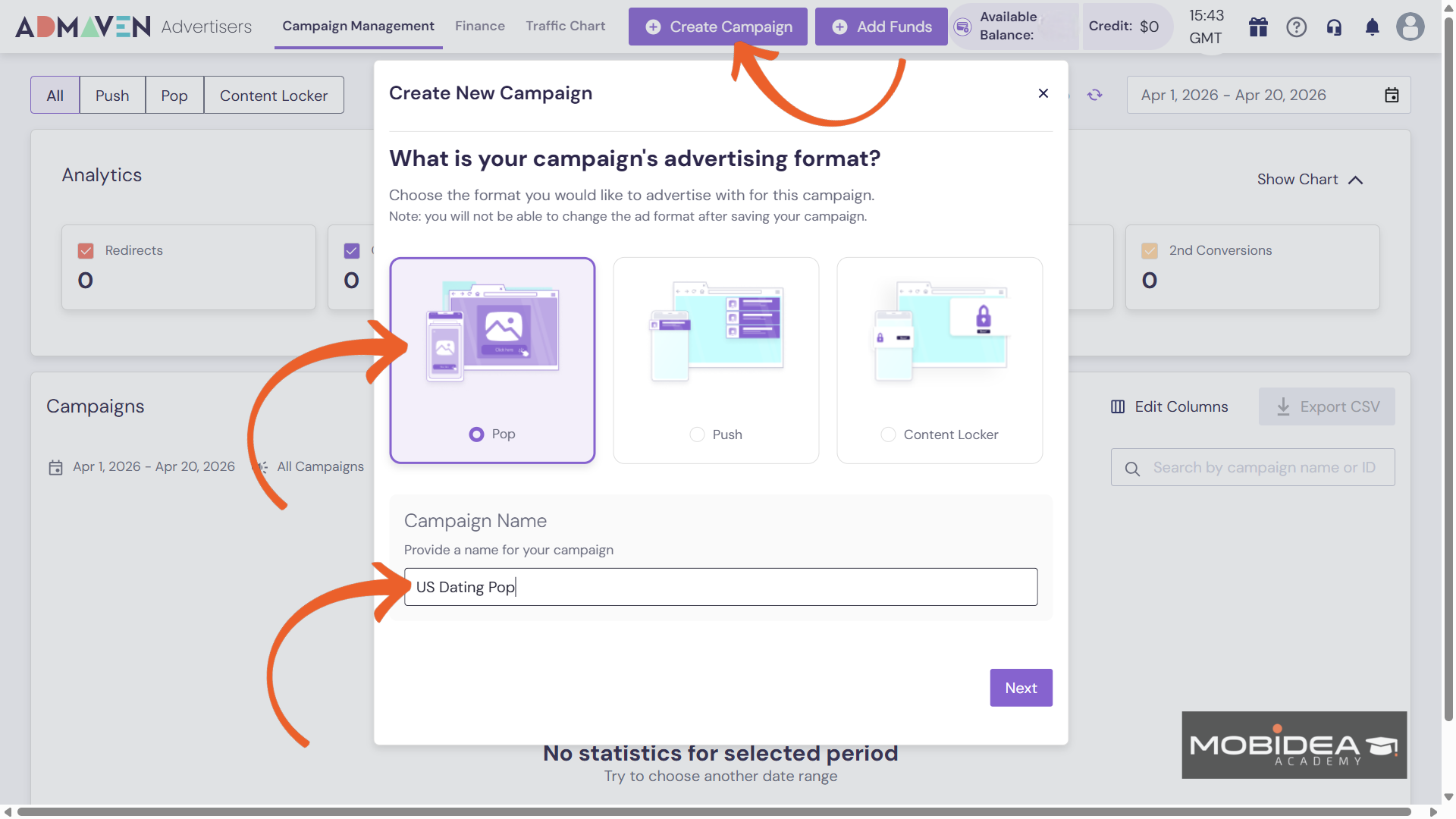 admaven create new campaign 1