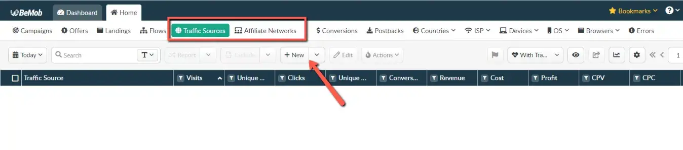 How to Add an Affiliate Network and Traffic Network on bemob