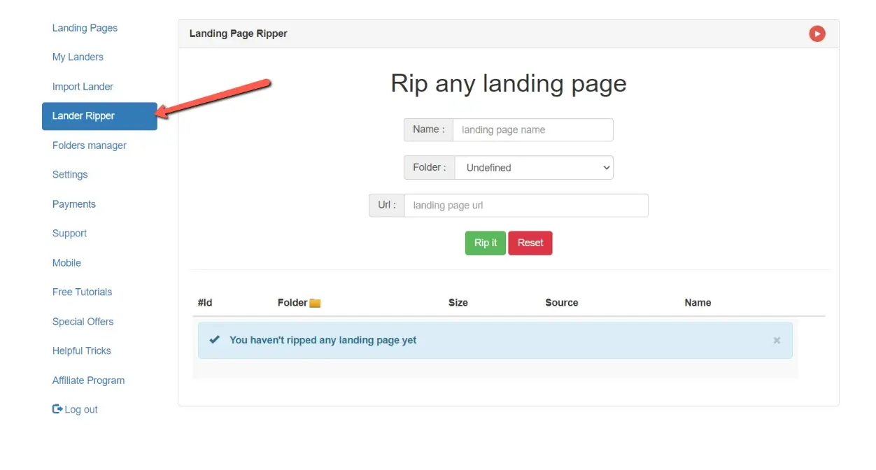 rip landing pages on purelander