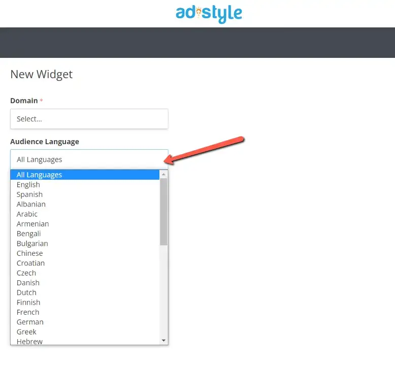 adding a website widget on adstyle ad network 4