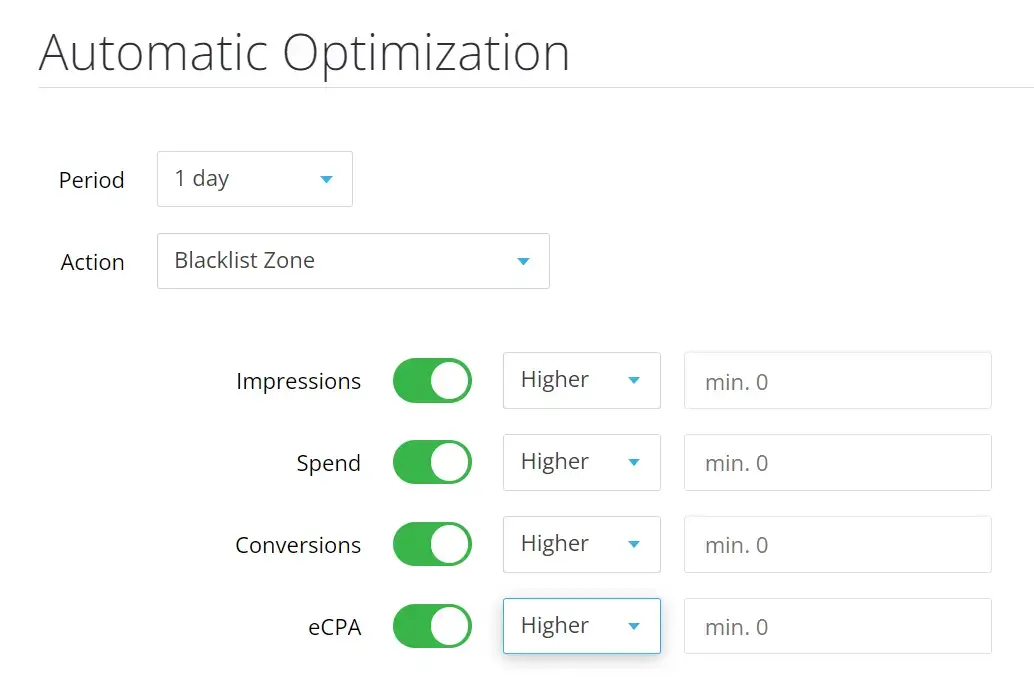 auto optimization for popunder on hilltopads