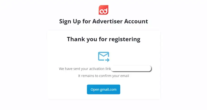 advertiser confirm registration on adoperator