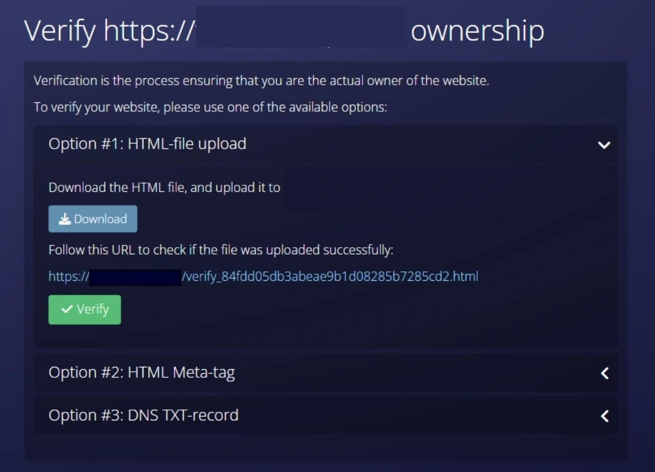 verifying website ownership on clickdaly