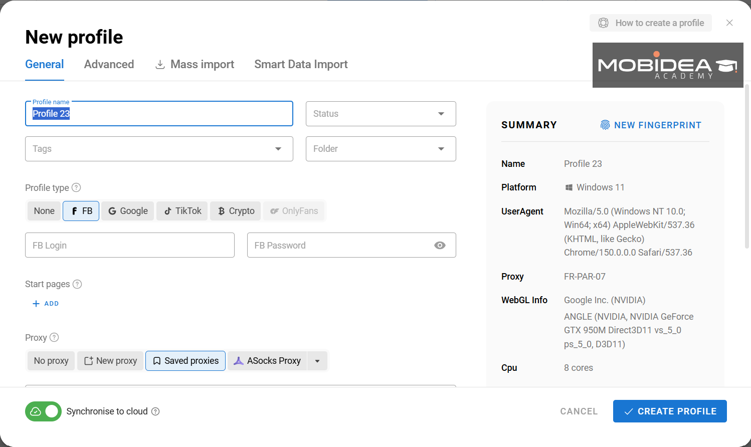 dolphin anty review create profile