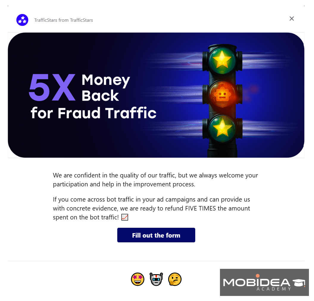 trafficstars moneyback guarantee