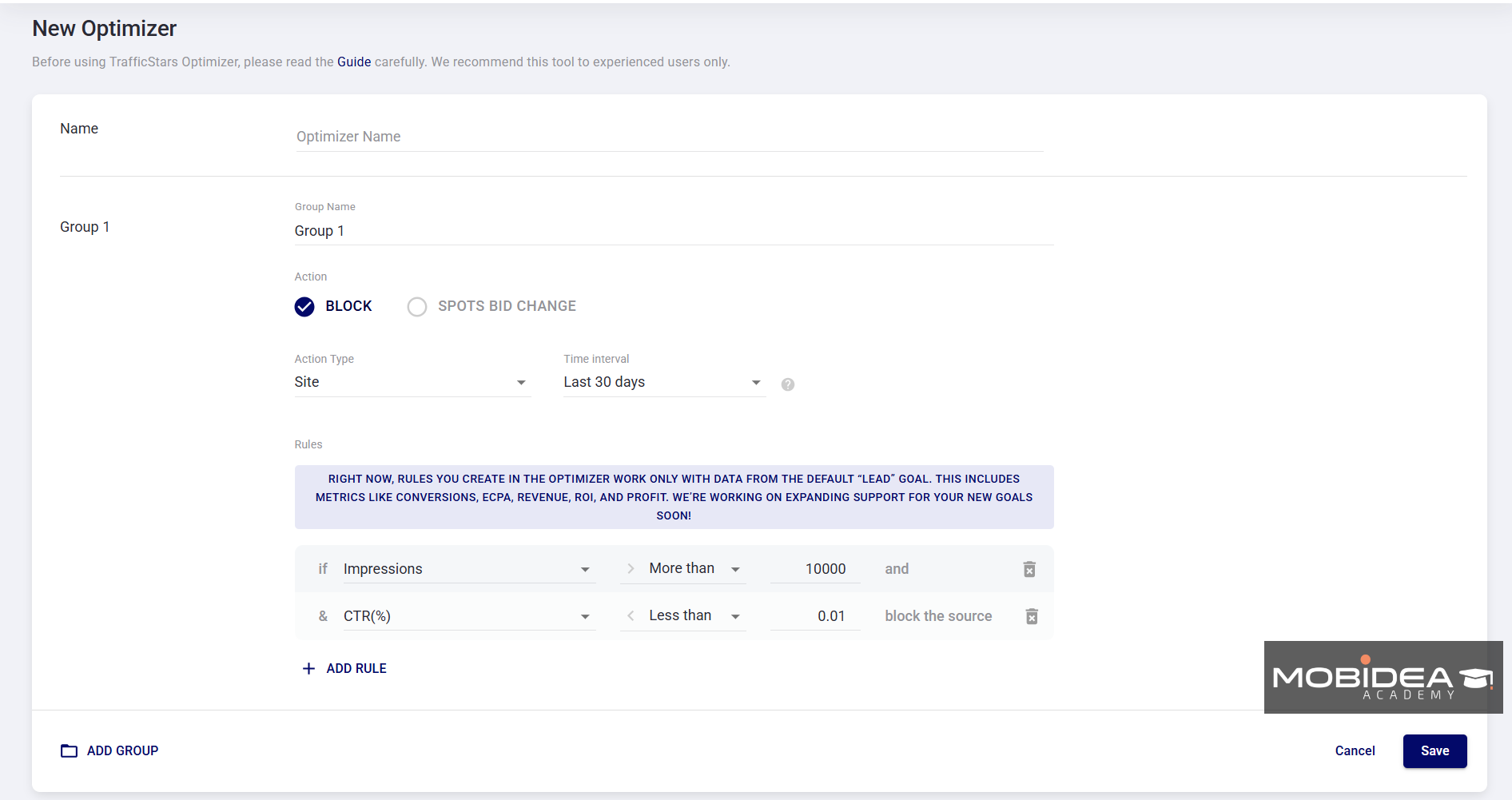 traffic stars optimizer feature