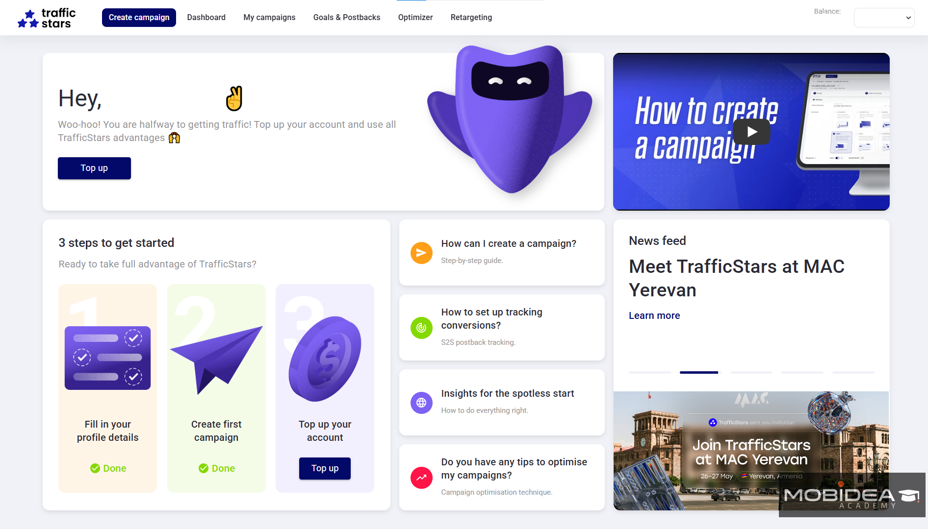 trafficstars new dashboard