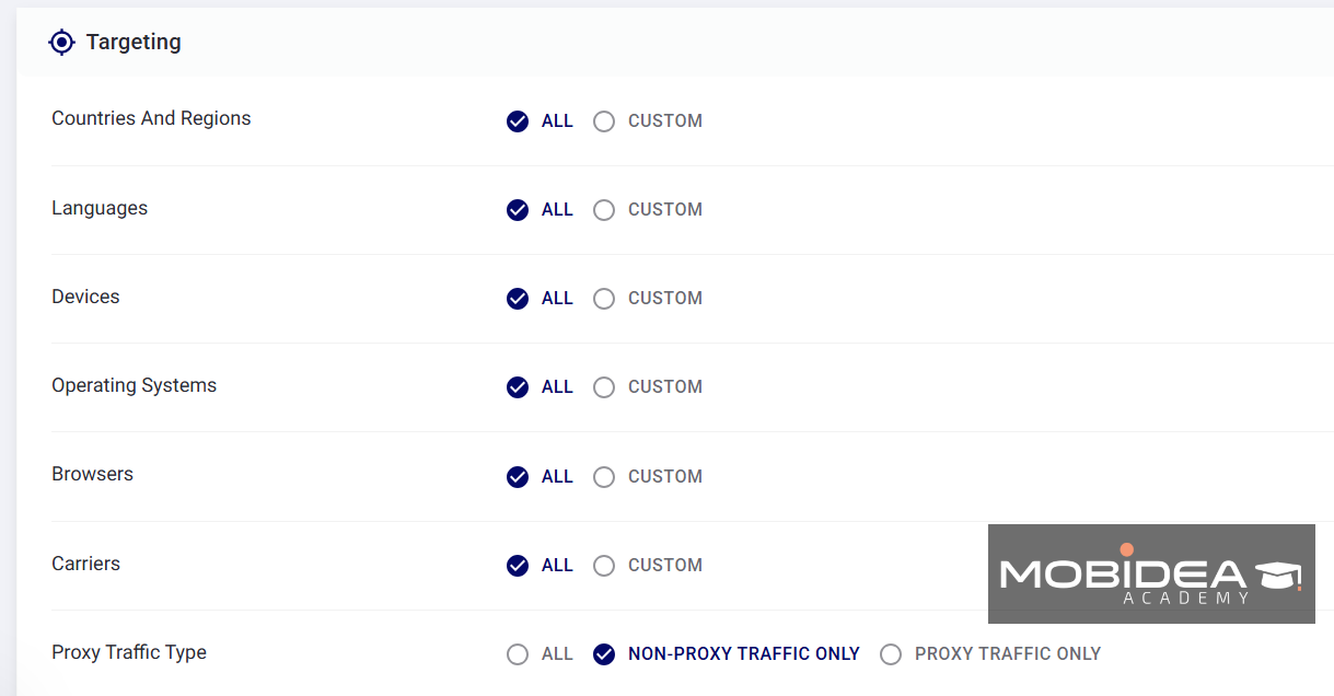 trafficstars targeting 1