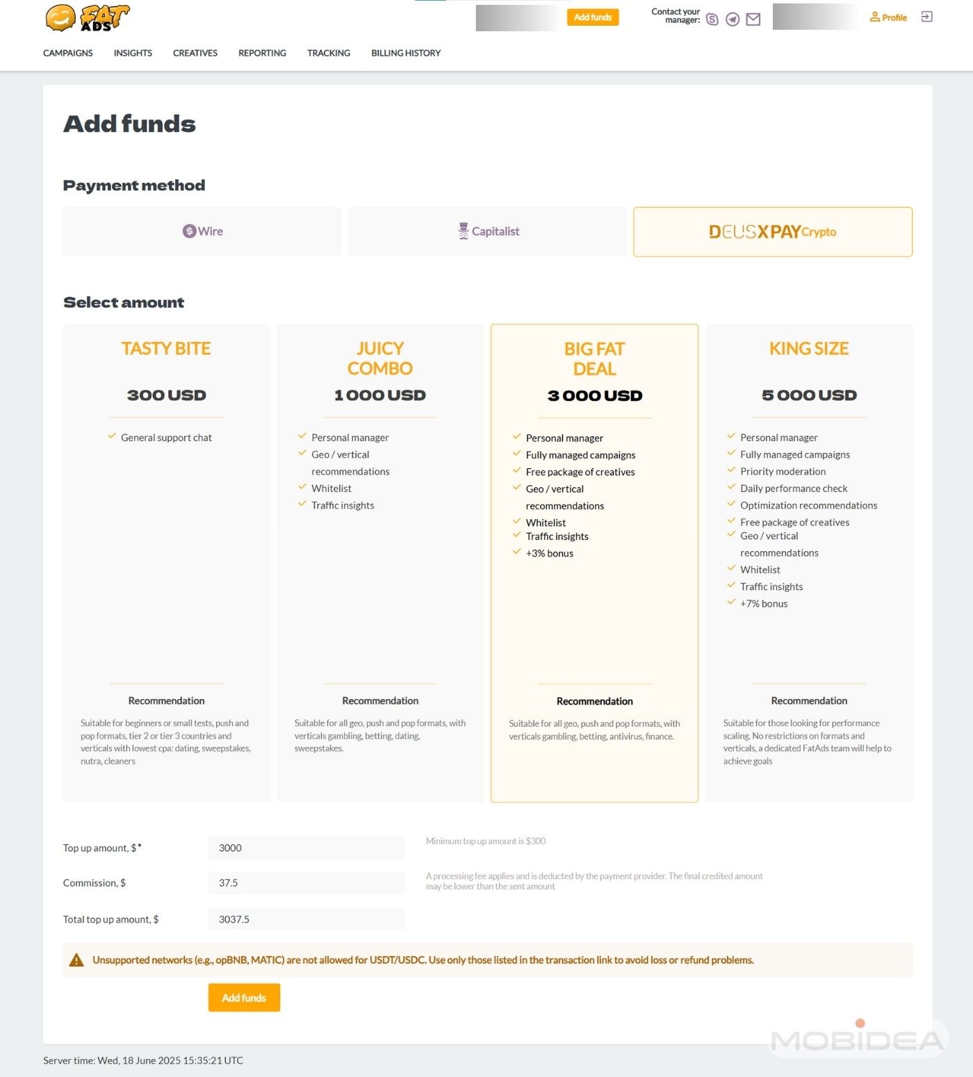 adding funds fatads