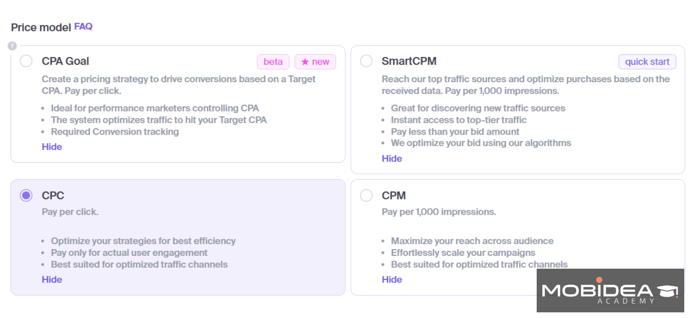 mybid pricing models
