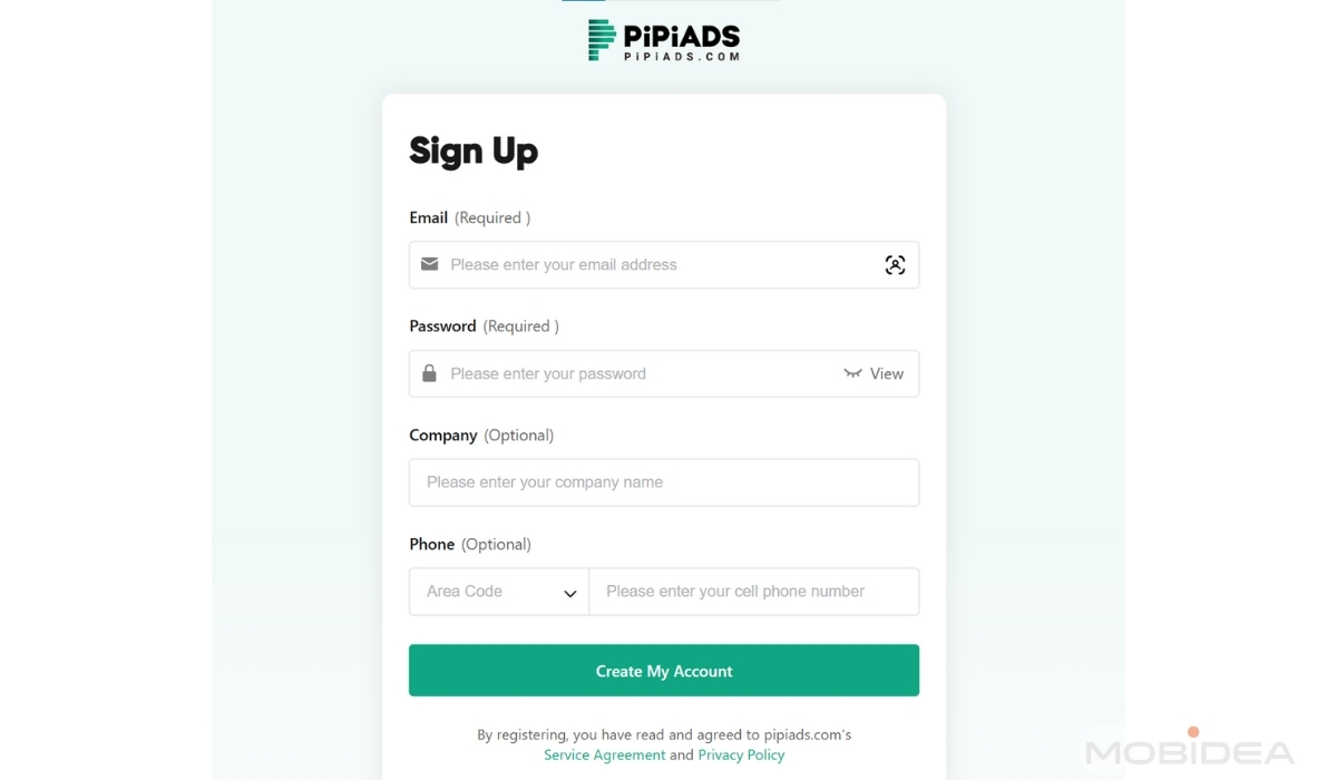 pipiads free account signup