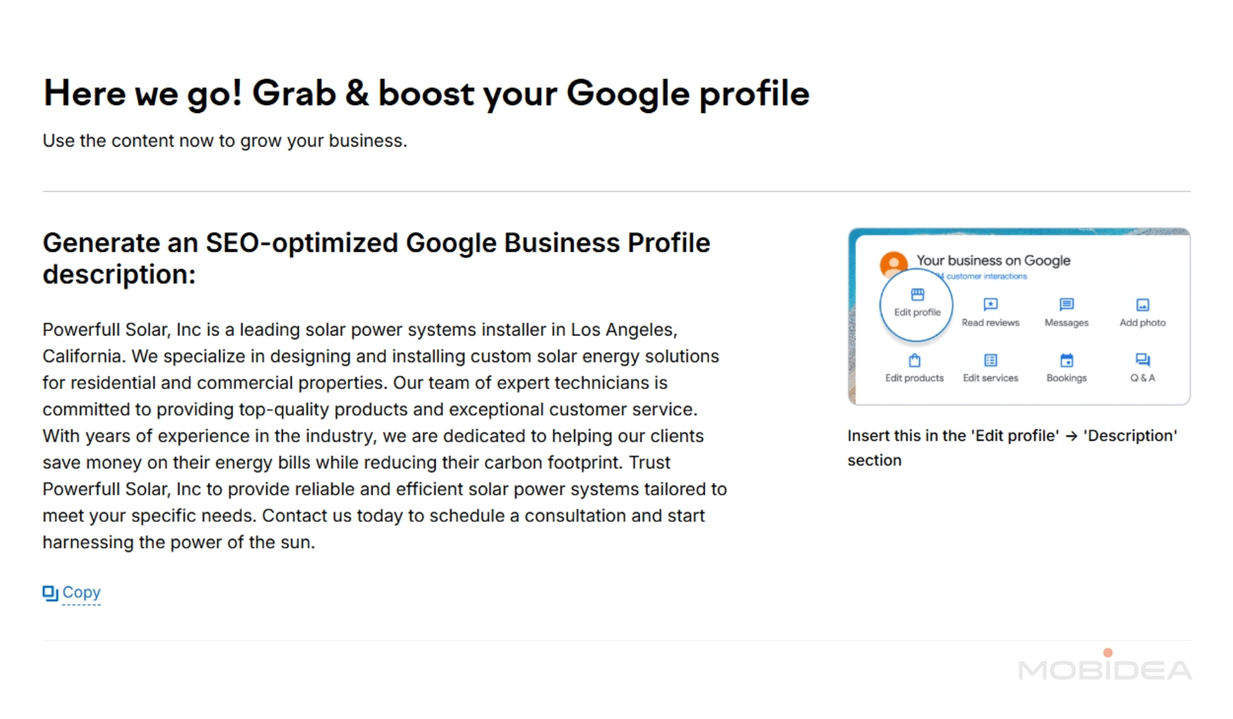 semrush google business profile description