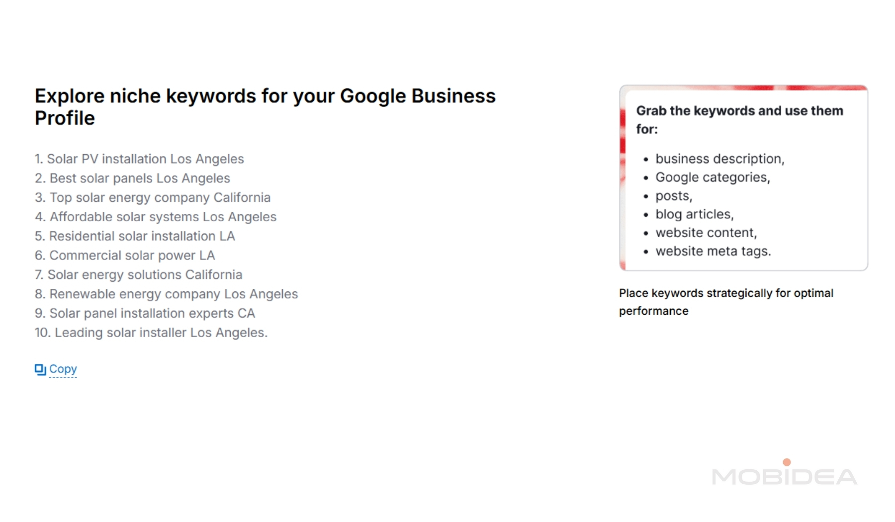 semrush google business profile niche keywords