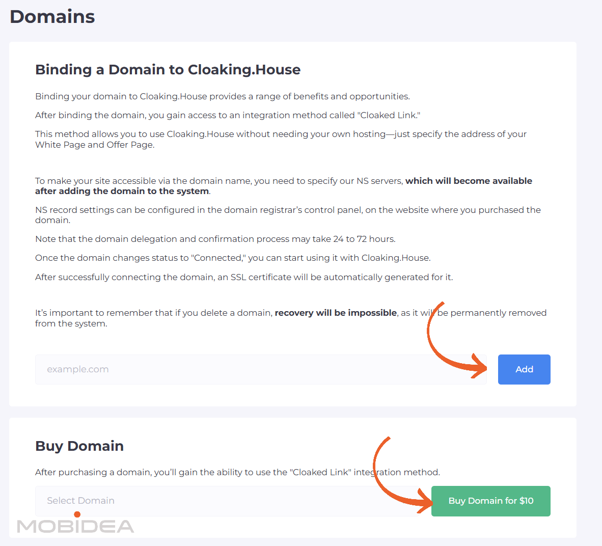 cloaking house domain