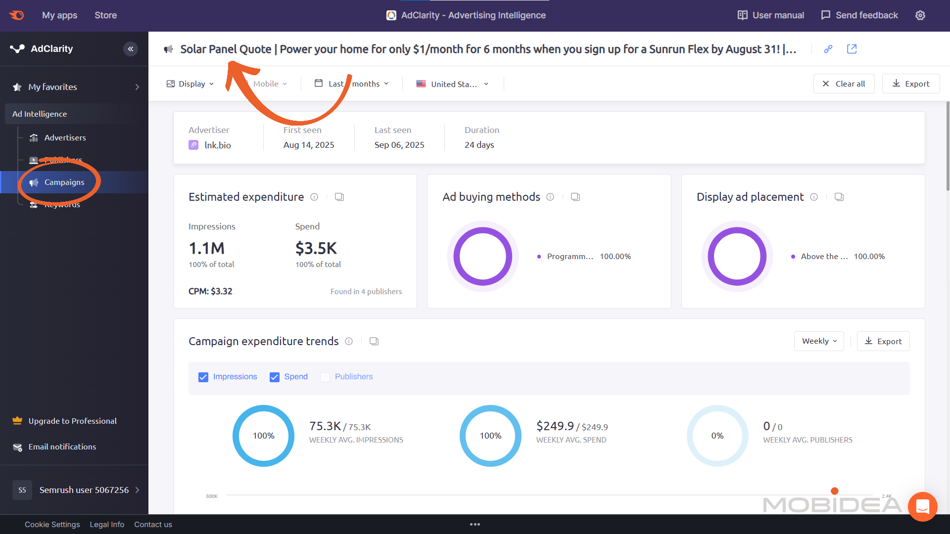semrush adclarity campaign