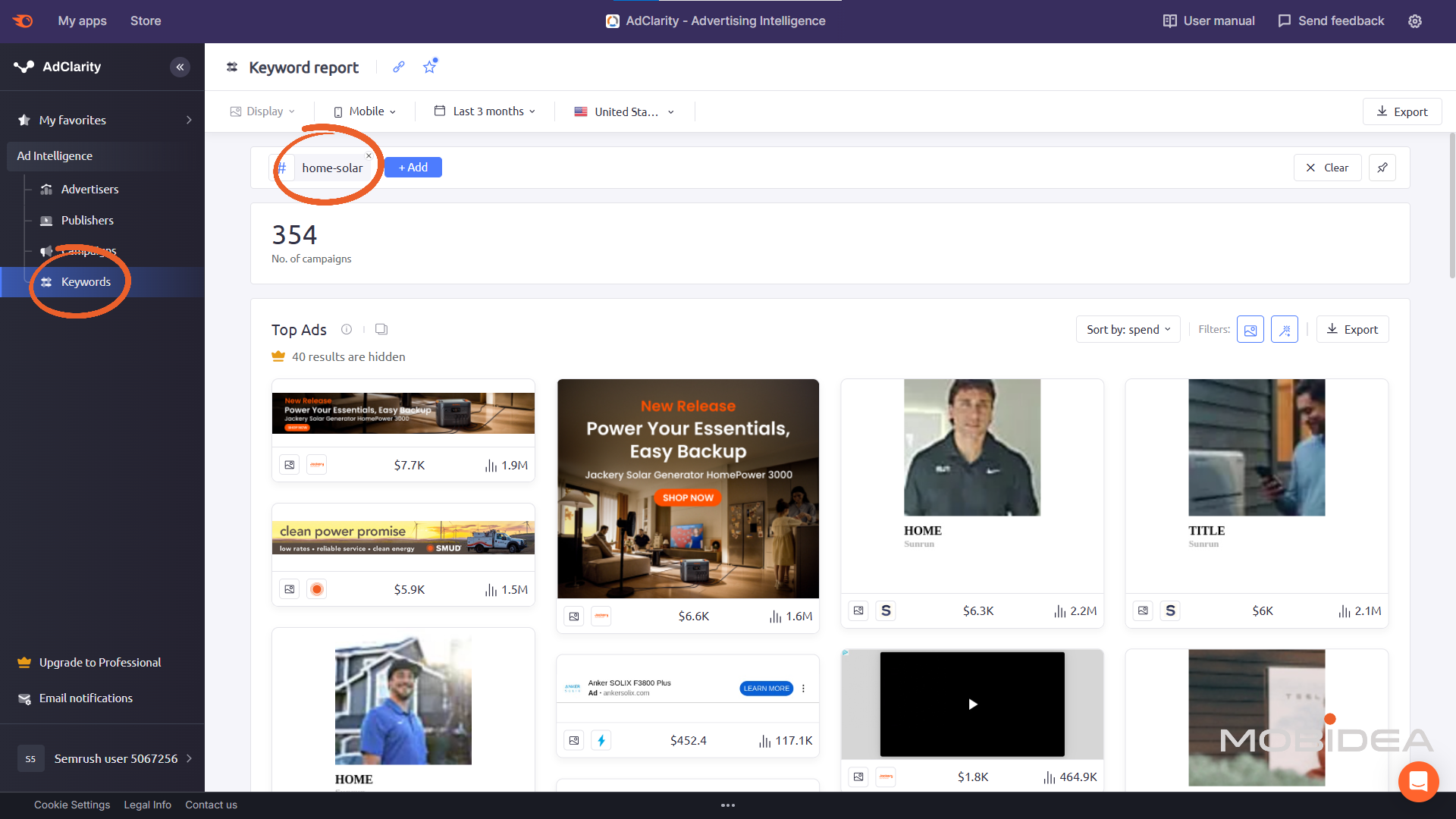 semrush adclarity keywords