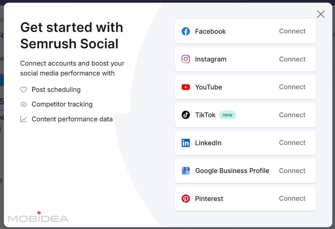 semrush social connect profile