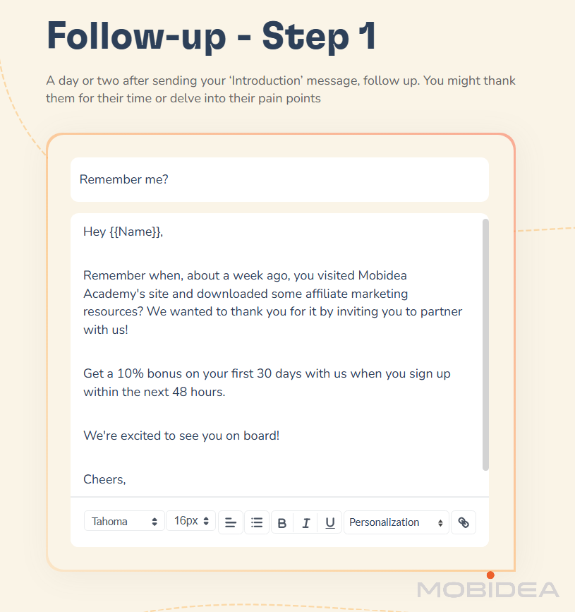 warmy cold email sequence 2