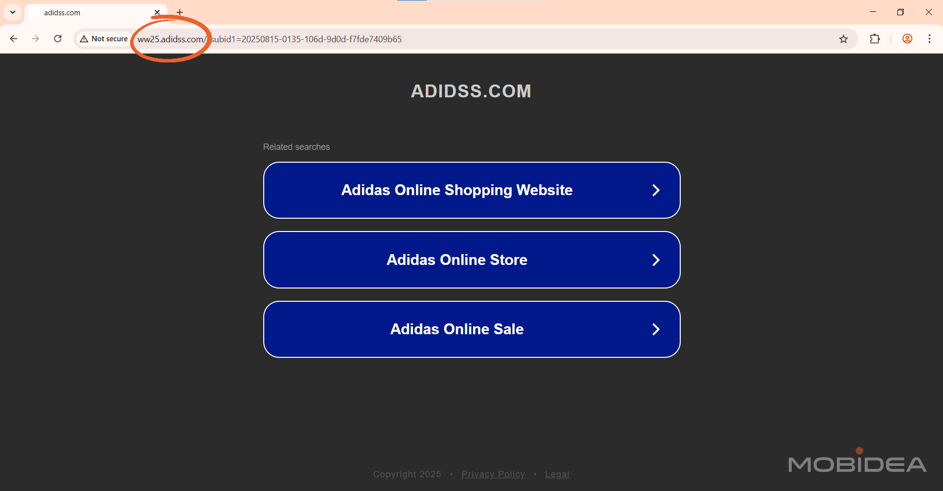 misspelled domains direct ads