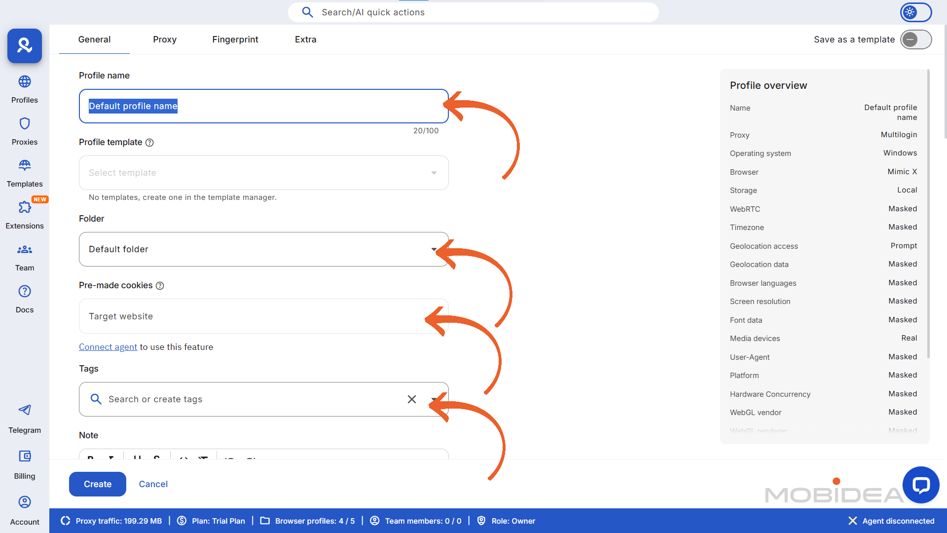 new multilogin create profile 2