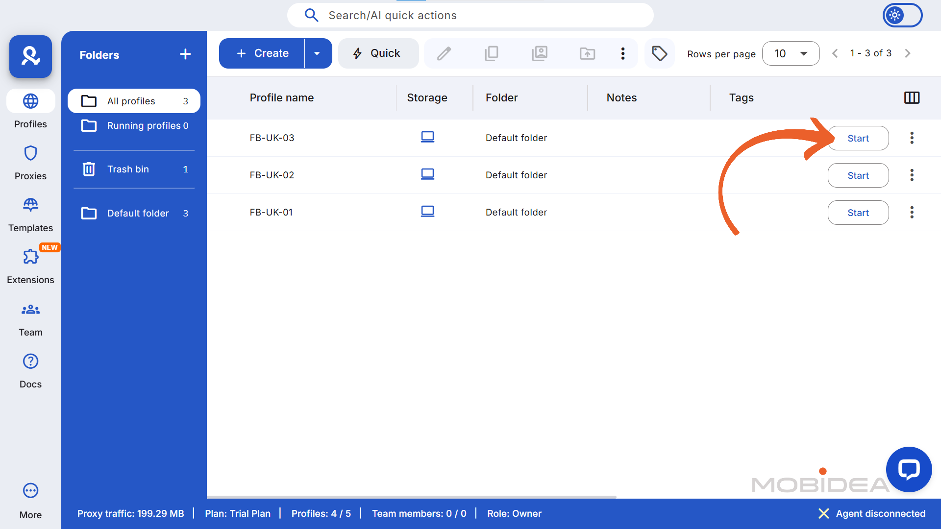 new multilogin launch profile 1