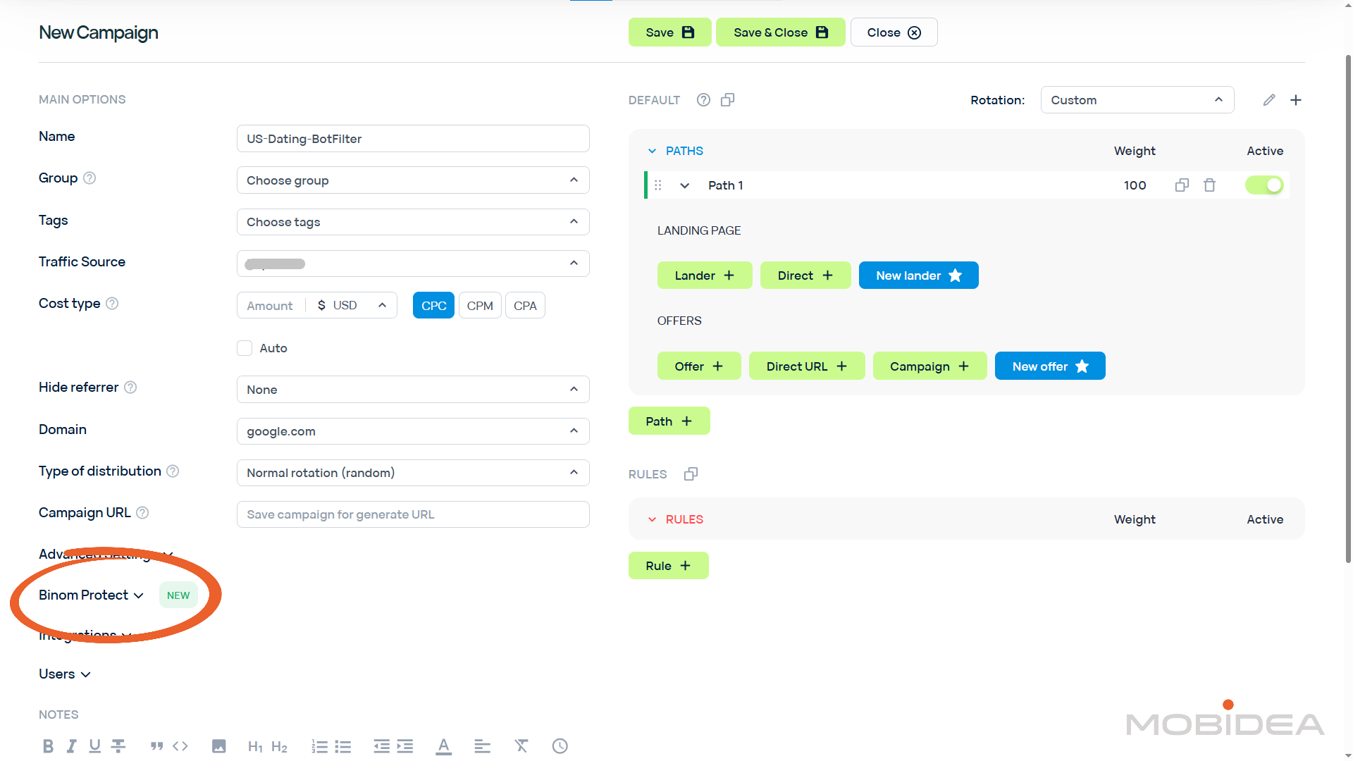 setup binom protect 1