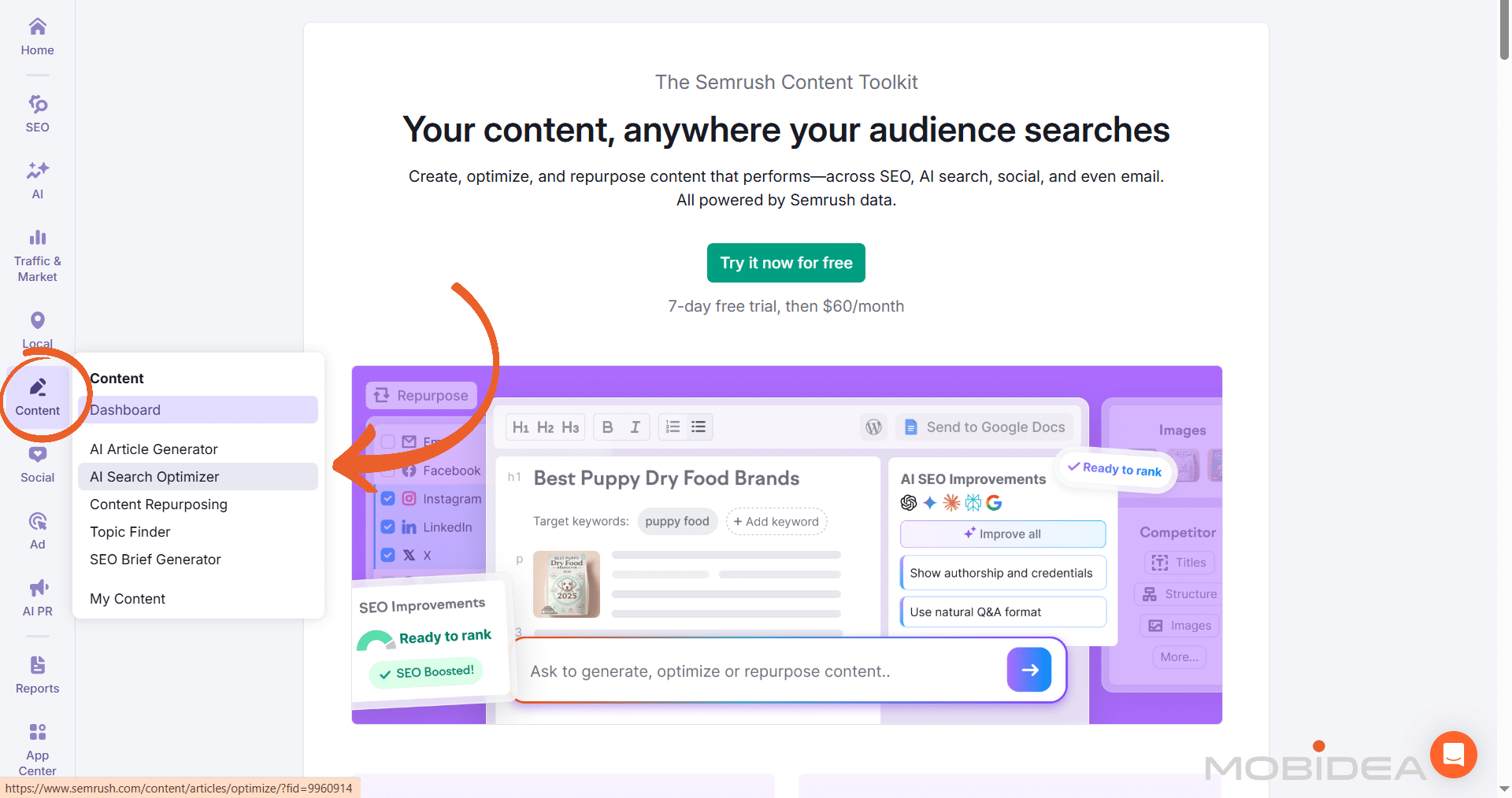 semrush content toolkit