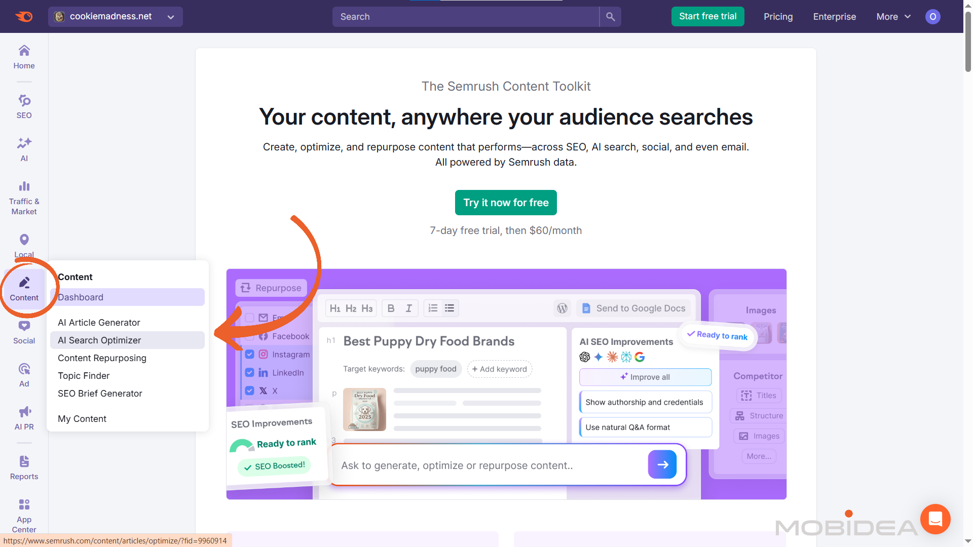semrush content toolkit