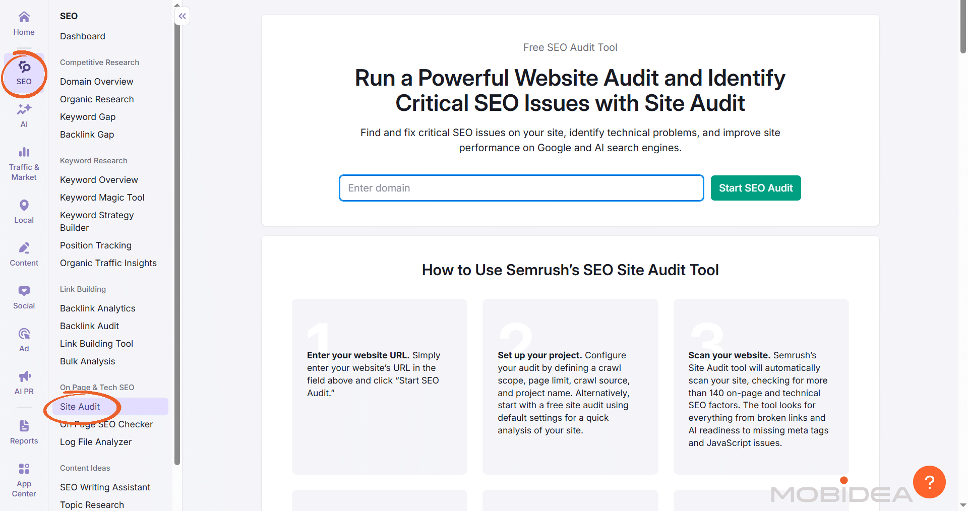 semrush site audit