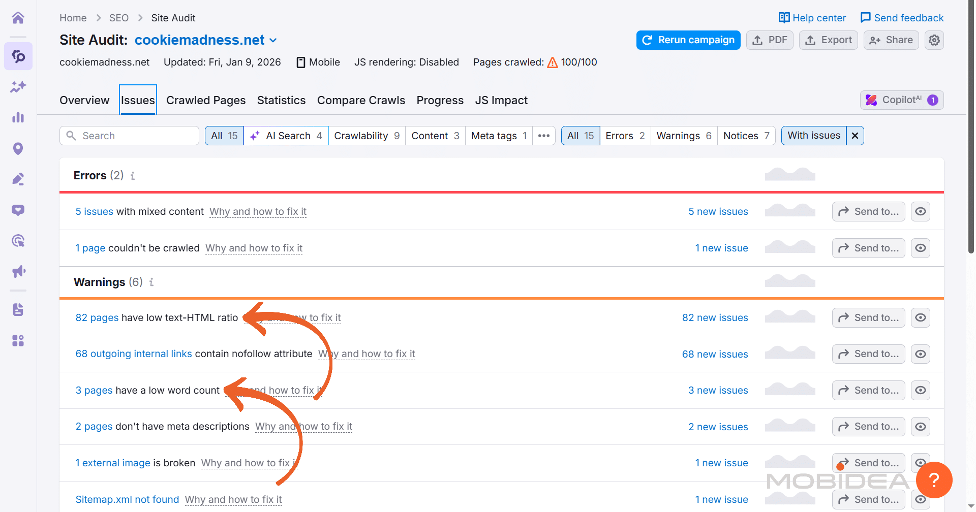 semrush site audit settings 10