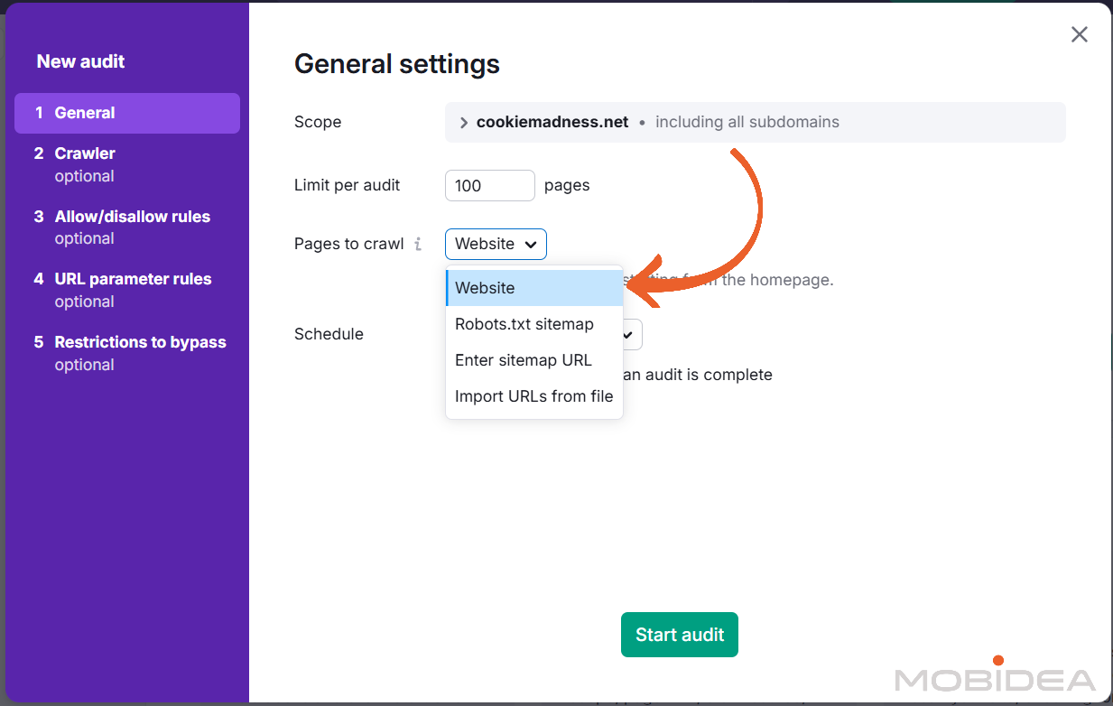 semrush site audit settings 3