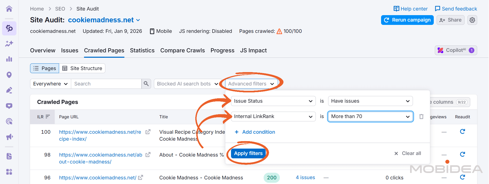 semrush site audit settings 9