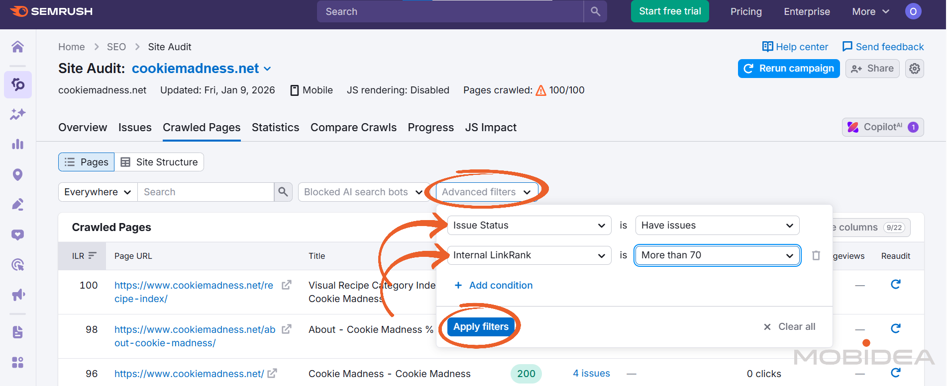 semrush site audit settings 9