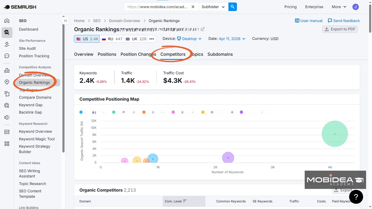 Semrush One Organic Rankings