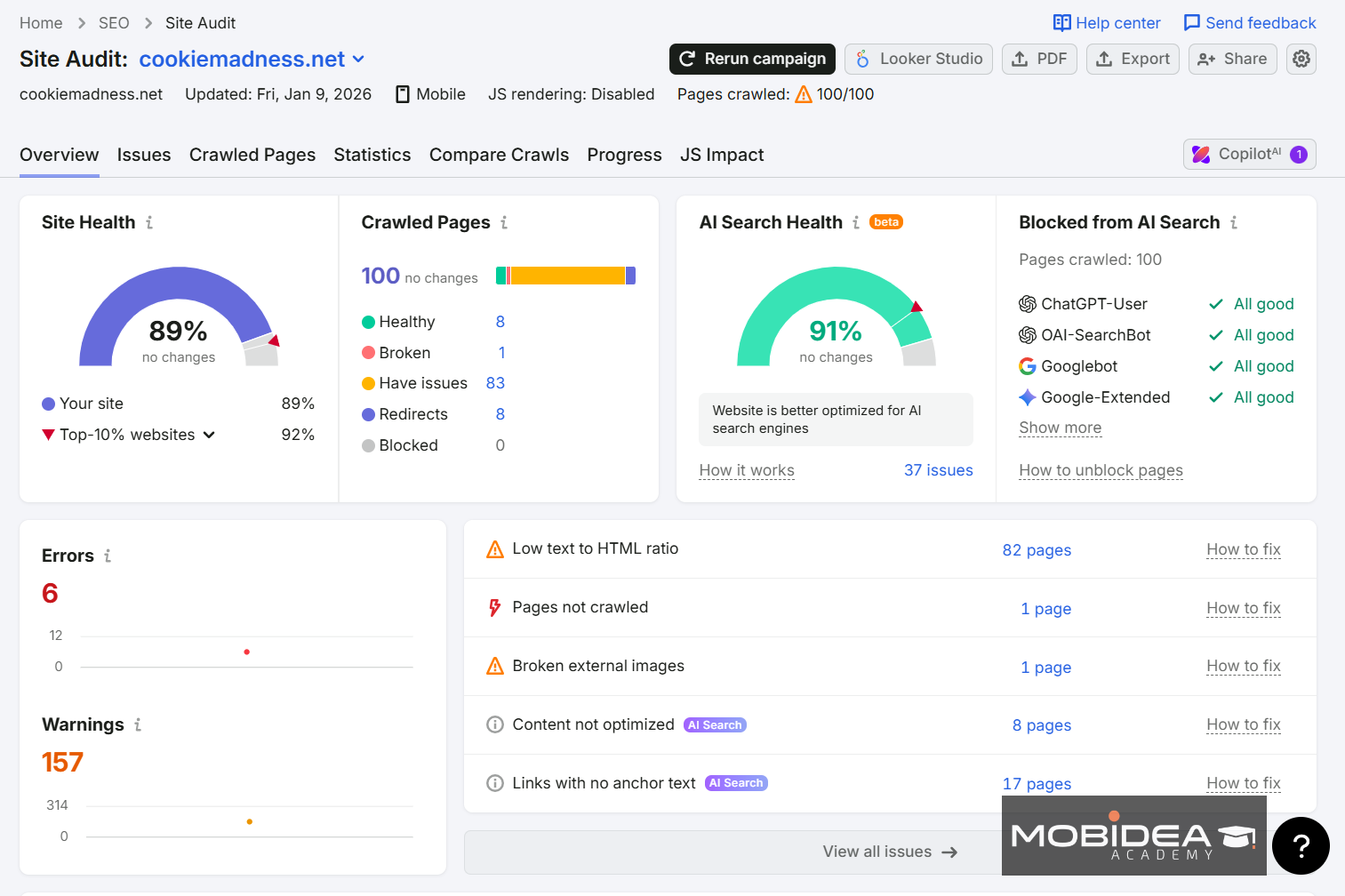 semrush one site audit