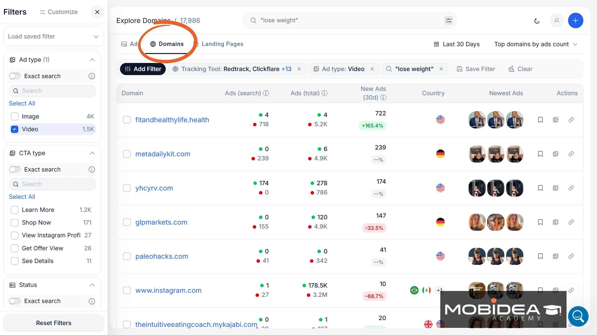 adplexity social domains search
