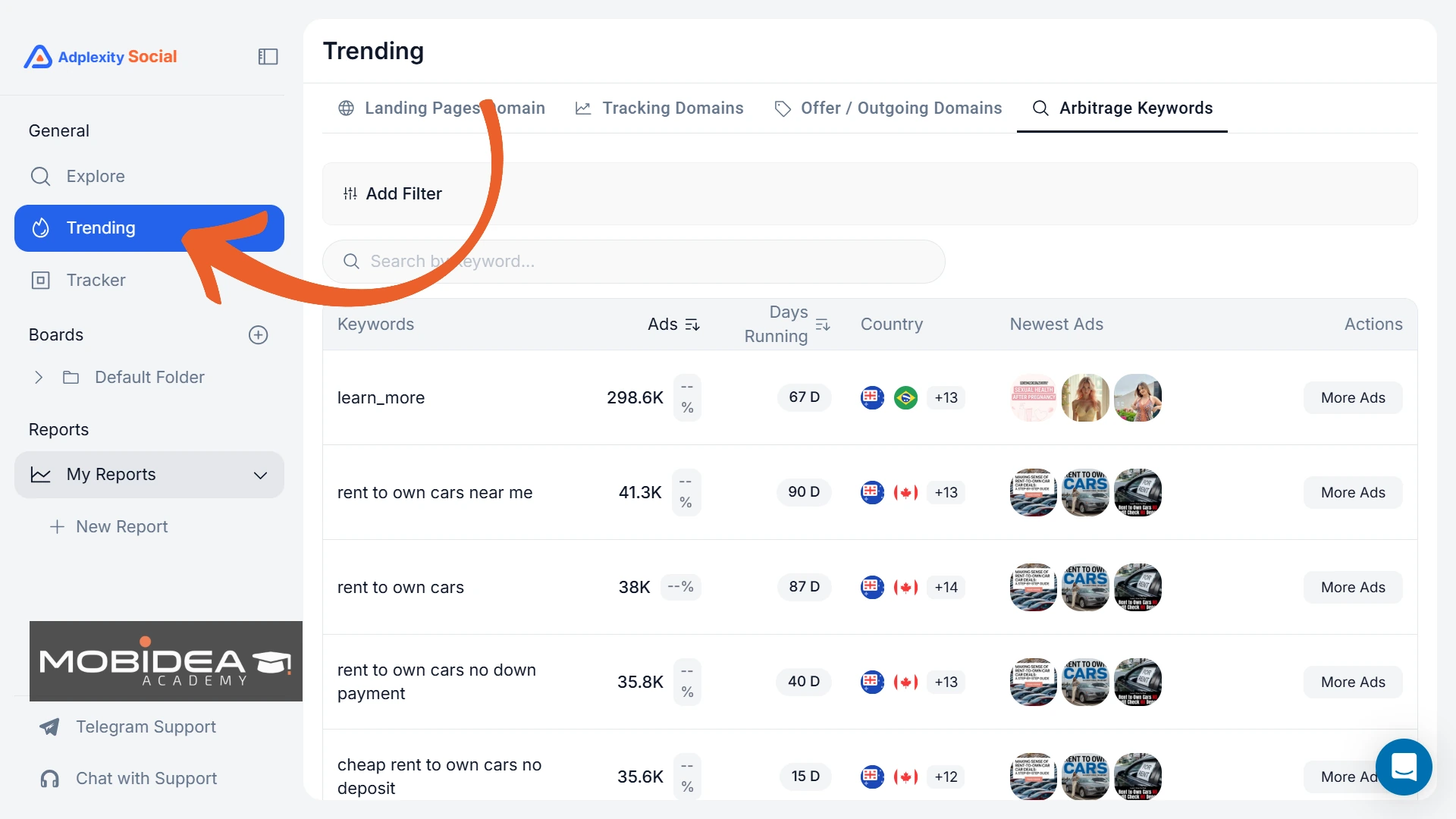 adplexity social trending
