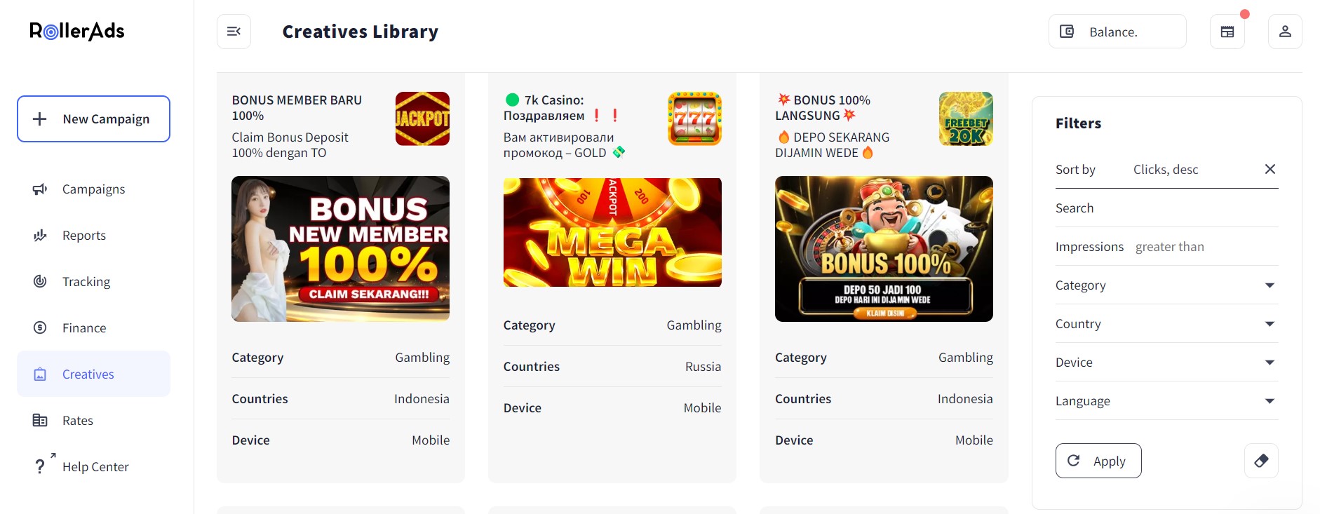 rollerads dating ad networks
