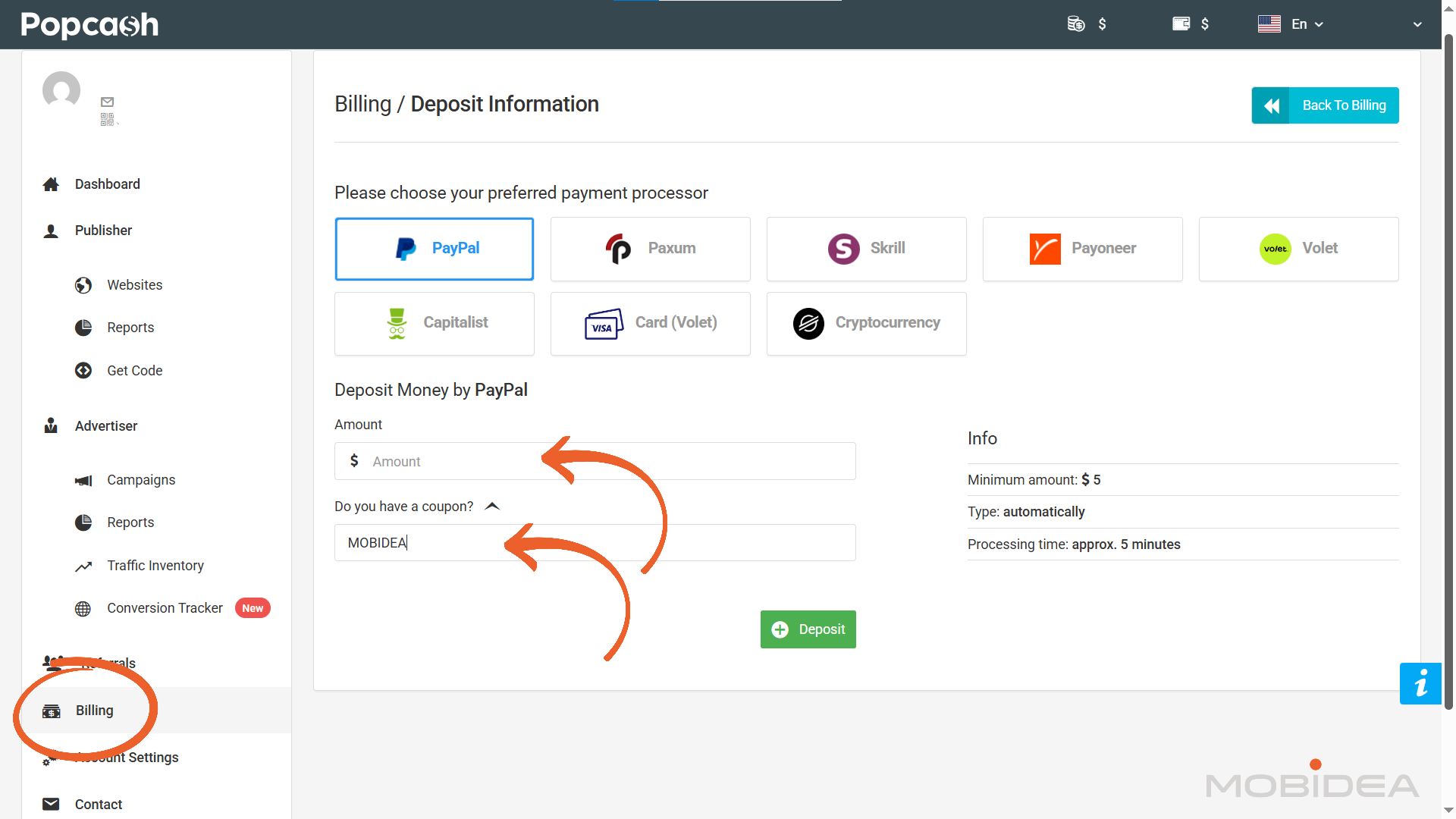 popcash add funds