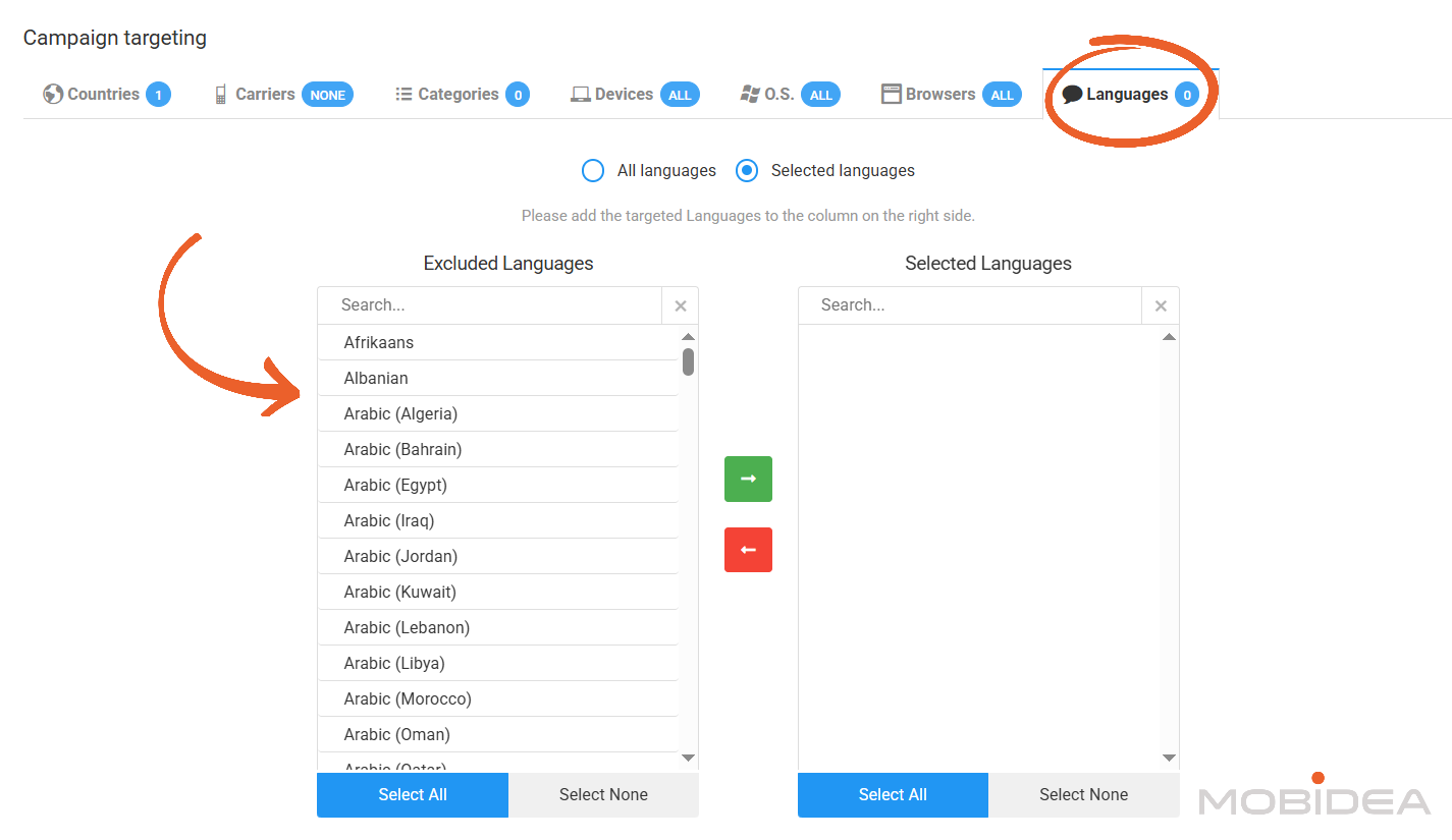 popcash targeting languages
