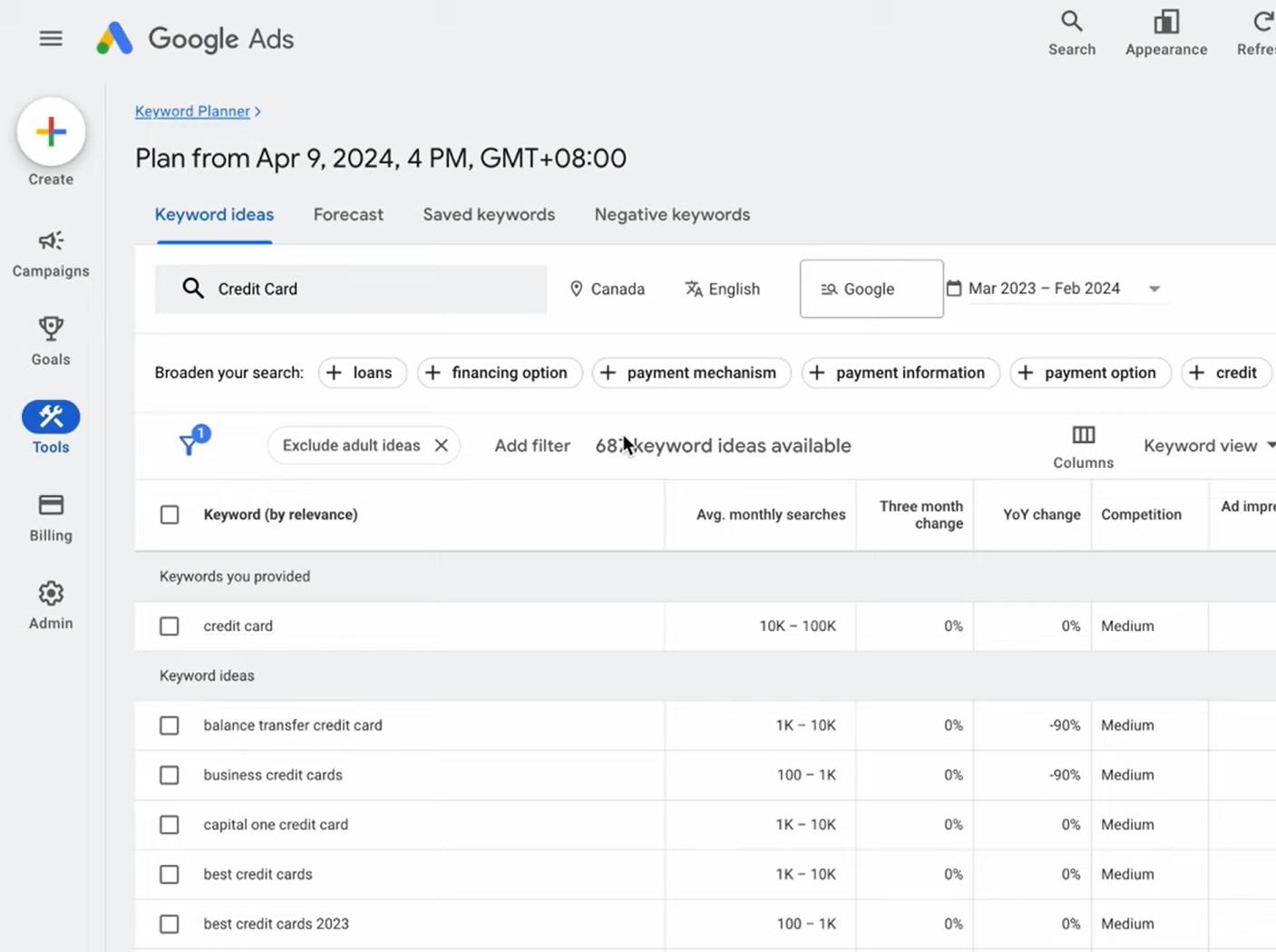 google keyword tool