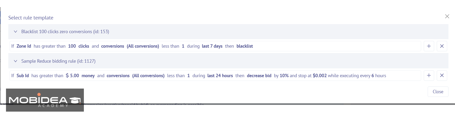 mondiad rule optimization