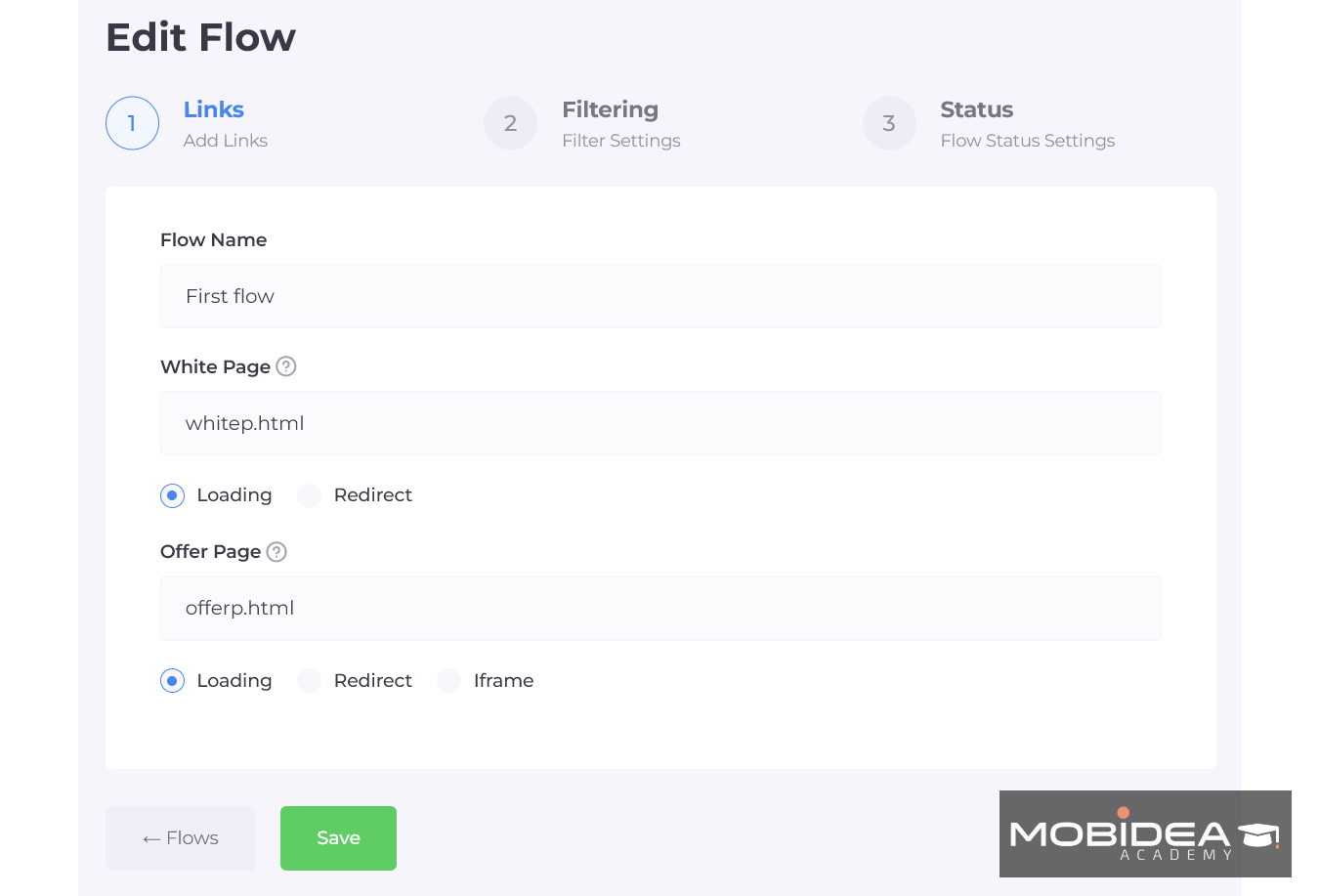 white page offer page flow